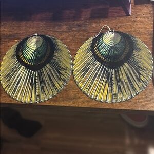 Yellow and Black Fan Earrings